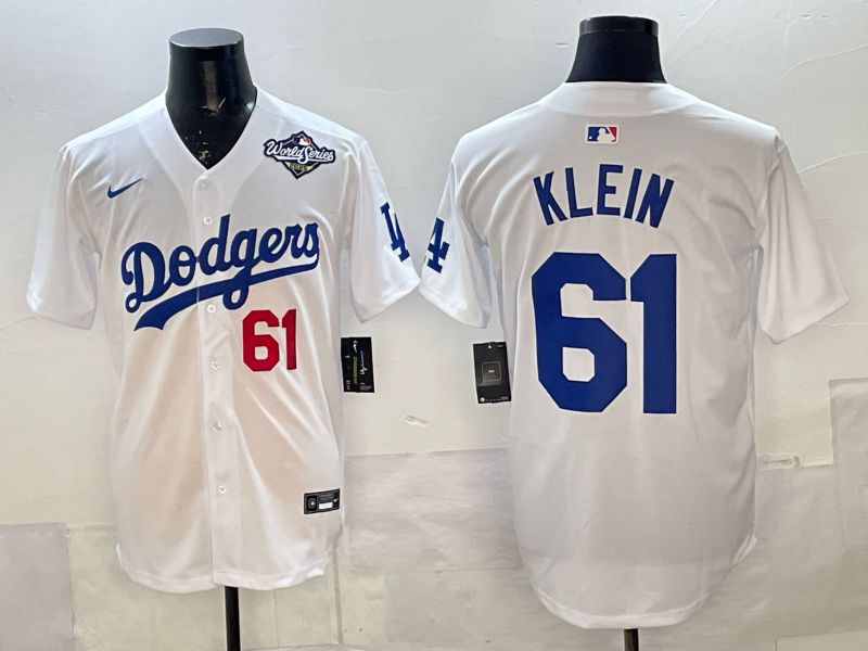 Men 2025 Nike Los Angeles Dodgers #61 Klein White Game MLB Jersey 010->los angeles dodgers->MLB Jersey
